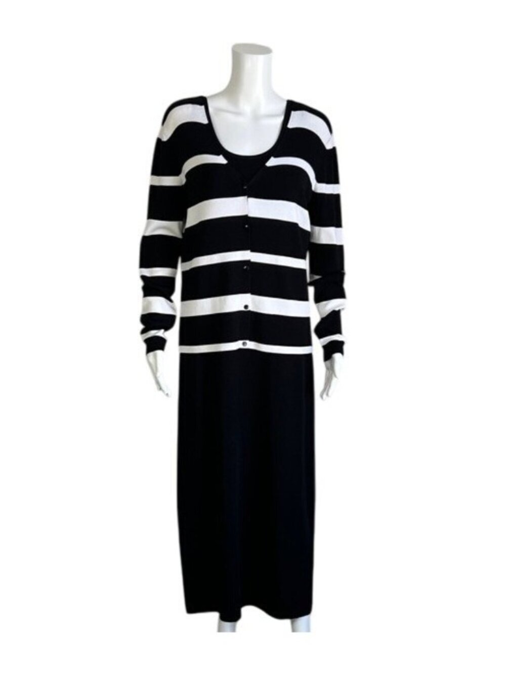 Due Per Due Veste Cardigan and Dress Set in Striped Black and White Size M